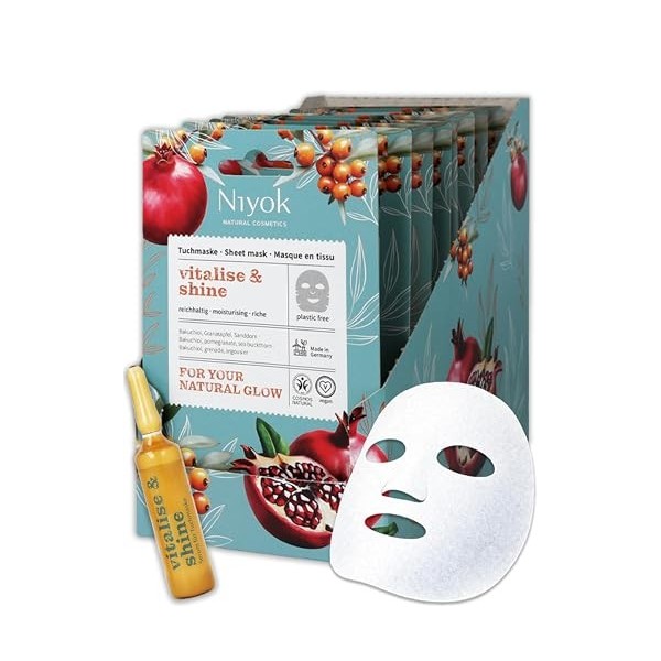 Niyok Masque tissu hydratant – Effet fraîcheur immédiat avec acide hyaluronique & aloe vera Hydrate & Refresh | Masque visage...
