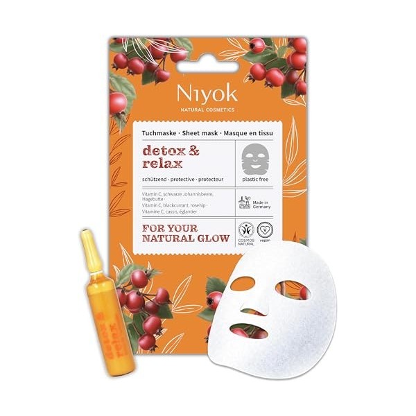 Niyok Masque tissu hydratant – Effet fraîcheur immédiat avec acide hyaluronique & aloe vera Hydrate & Refresh | Masque visage...