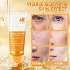 Collagen Night Wrapping Mask, 75 ml, curcuma + rétinol + vitamine masque, collagène coréen Overnight Wrapping Peel Off Masque