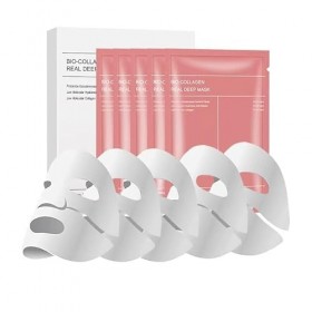 Masque Collagene Visage, Bio Collagen Face Mask, Masque Visage Hydrogel Apaisant,Deep Hydrating Overnight, Réduit les Ridules