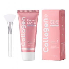 Masque Décollable au Collagène 60g avec Pinceau, Soin Nuit Raffermissant et Hydratant, Effet Liftant Immédiat, Réduit la Relâ
