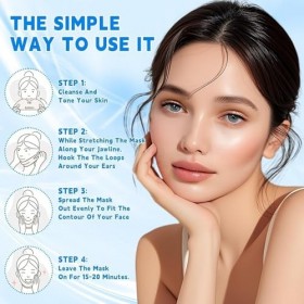 Lot de 5 masques de levage à double menton Chinology - Réducteur de double menton - Masque facial au collagène - Ceinture de 