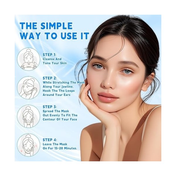 Lot de 5 masques de levage à double menton Chinology - Réducteur de double menton - Masque facial au collagène - Ceinture de 