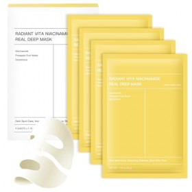 4 Pièces Masques Radiant Vita Niacinamide Real Deep Mask, Masque Nuit Niacinamide Coréen, Éclat Immédiat - Anti-Taches & Tein