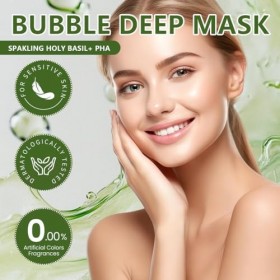 IWIDY 1PC Masque Holy Basil Bubble Deep Mask,Nettoyage en profondeur, contrôle du sébum,éclat instantané, masque à largile a