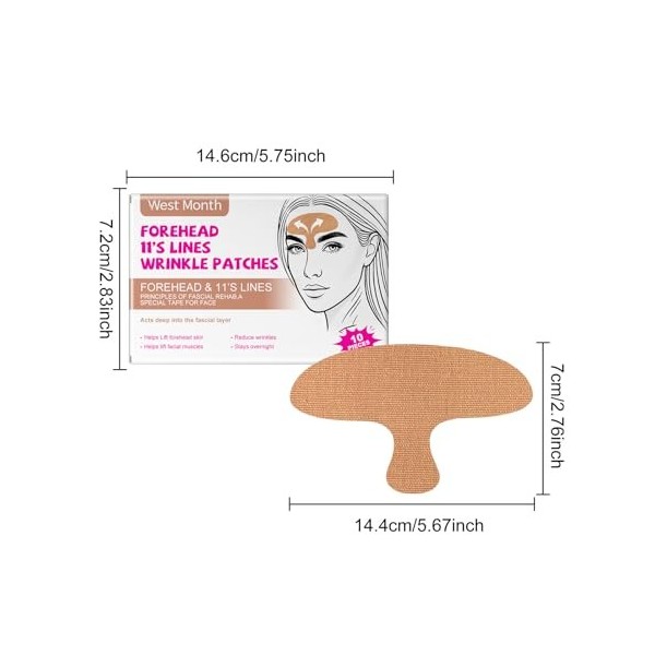 20 Patchs Antirides, Bande Lifting Visage, Prédécoupés Patchs Antirides Patch Frontaux, Patch Visage Nuit pour Rides du Lion 