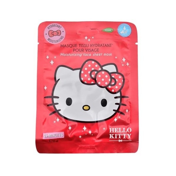 TAKE CARE | Masques Tissu Hydratants Hello Kitty | Hydratation intense | Adaptés à toutes les peaux | Formule douce | +90% d