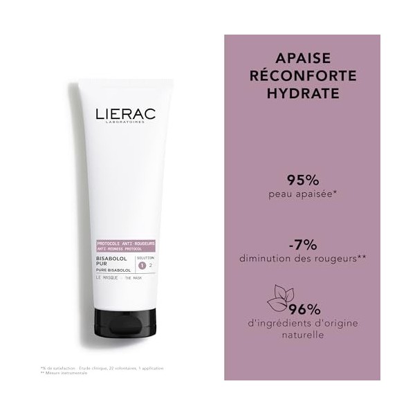 Lierac - Protocole Anti-Rougeurs - Le Masque Visage 75 ml - Apaise, Hydrate et Réconforte en 10 Minutes - Soin Anti-Rougeurs 