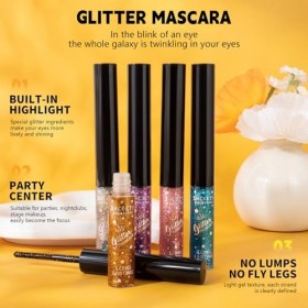 Mascara 5 Couleurs Pour Les Cils, Set De Mascara Pailleté Coloré Cils Brillants Volumineux Charmant Waterproof Longlasting Ha