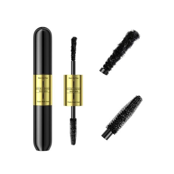Mascara infusé de fibres, Black Tiny Fibers inclus Mascara pour prolonger et allonger les cils, pour un volume maximum et un 