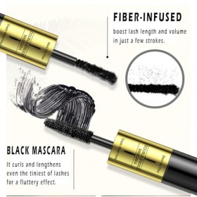 Mascara infusé de fibres, Black Tiny Fibers inclus Mascara pour prolonger et allonger les cils, pour un volume maximum et un 