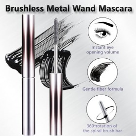 2 Pcs Metal Mascara, Mascara Waterproof, Lavable mascara Brosse Metal, Ajouter des Fibres pour un 5D CurlingMascara Volume et