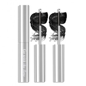 Prreal 2PCS Black Metal Mascara, 6D Curling Eyelash Iron Metal Wand Mascara Long Lasting Non-Clumping Flake Proof Bristle Les