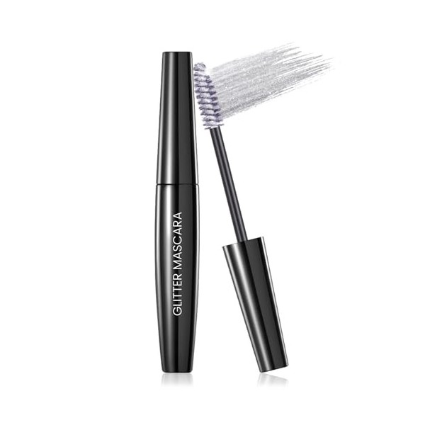 Prreal Mascara à paillettes noires, cils à séchage rapide Diamond Sparkly Eyelashes, long Lasting Curling Volumisant Mascara 