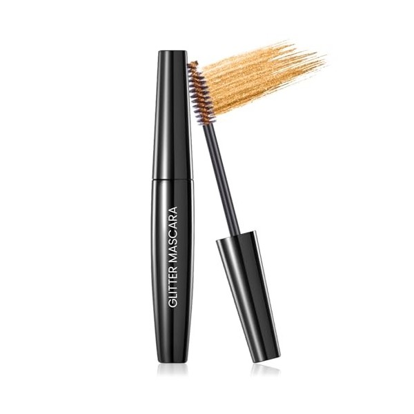 Prreal Mascara à paillettes noires, cils à séchage rapide Diamond Sparkly Eyelashes, long Lasting Curling Volumisant Mascara 