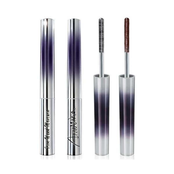 2 Pcs Metal Mascara, Iron Wand Mascara,mascara Waterproof, Washable MetalMascara, Non-Clumping, Long Lasting, Smudge-Proof, V