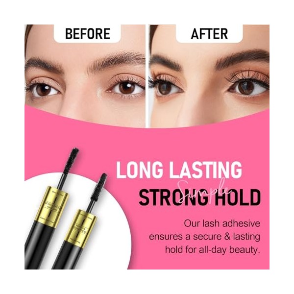Mascara Waterproof,Mascara Fibre De Soie 4d,Mascaras 2 En 1 ImperméAble En Fibre De Soie,Volume Intense & Longueur ExtrêMe,An...