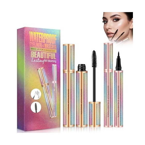 Mascara 4D Et Eyeliner Imperméable, Effet Longue Durée Et Volume Intense, Kit Maquillage Yeux Pour Fête, Cosmétique Fibre, Fa