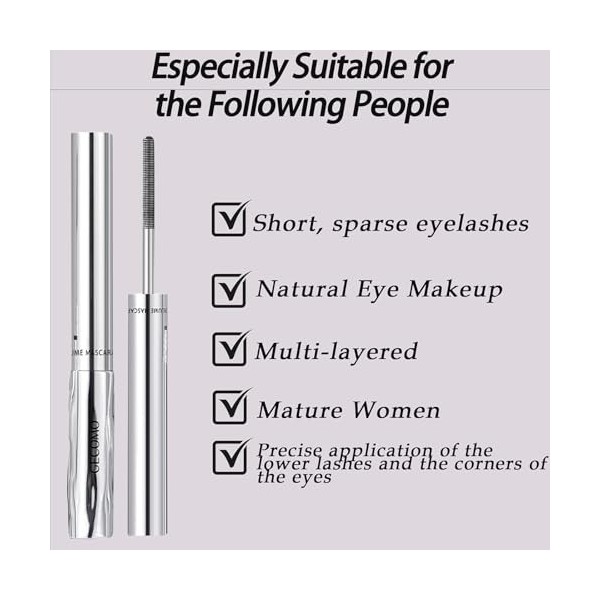 Lot de 2 mascaras noirs pour femmes âgées à partir de 60 ans et plus - Imperméables - Pour cils fins et courts - Hypoallergén