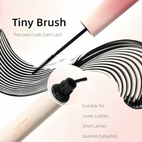 Mascara noir avec micro-brosse pour cils inférieurs/fins/clairsemés, sans traces, waterproof, sans paquets, longue tenue, nat