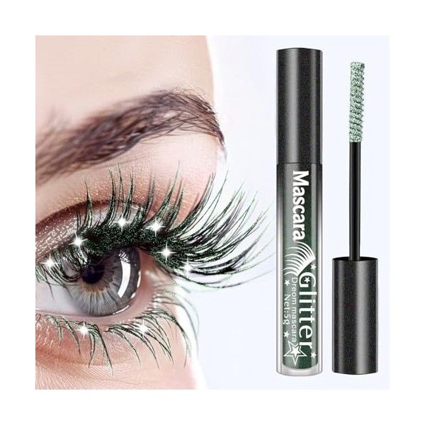 Mascara à paillettes - Effet diamant - Longue durée - Volume et extension - Hypoallergénique - Maquillage des yeux chatoyant 