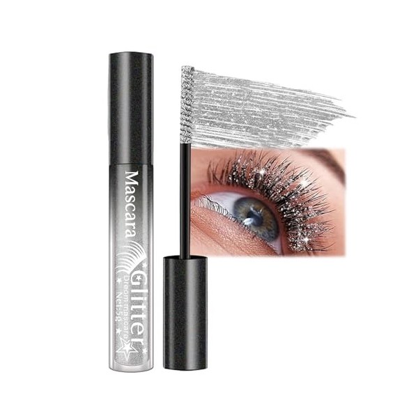 Mascara à paillettes - Effet diamant - Longue durée - Volume et extension - Hypoallergénique - Maquillage des yeux chatoyant 