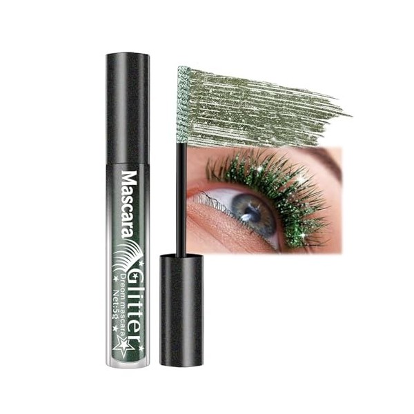 Mascara à paillettes - Effet diamant - Longue durée - Volume et extension - Hypoallergénique - Maquillage des yeux chatoyant 
