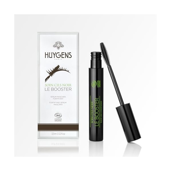 HUYGENS Le Booster Soin Cils Noir – Sérum & Mascara Noir 2-en-1 – Allonge, fortifie et stimule la croissance naturelle des ci