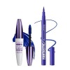 Mascara & Eyeliner Bleu Set, 5D Fibre de Soie Mascara Volume et Longueur, Crayon Yeux Couleur Met, Très Pigmentée, Waterproof
