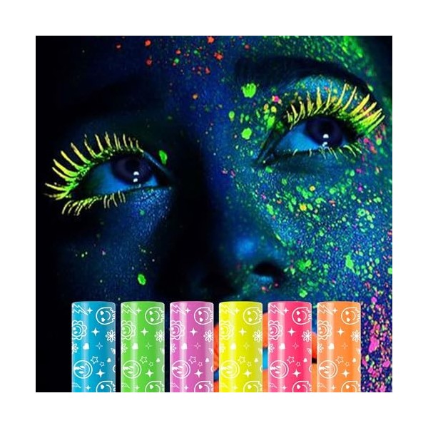 Matte Liquid Mascara Set 6 Colors UV Neon Mascara Pencil Waterproof Long Lasting Thick Volume Eye Lash Make Up Christmas Fest