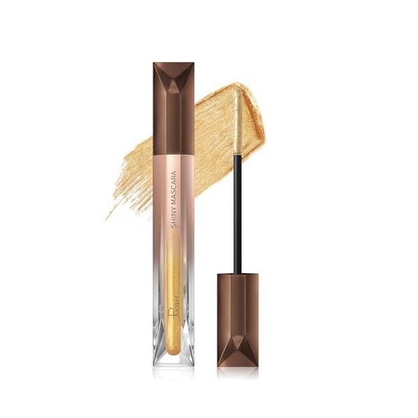 Prreal Mascara à paillettes dorées - Mascara pour cils et cils - Longue durée de vie - Volume des boucles - Maquillage des ye