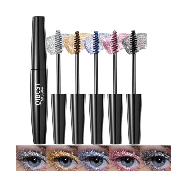 Sitovely 5PCS Mascara Coloré Pour les cils, Coffret de Mascaras Scintillants Effet Diamant, Mascara Coloré Volumisant et Reco