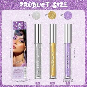 Mascara Pailleté,Fard à Paupières Mascara Liquide 3 Couleurs - MascaraVolumisant Allongant Diamants Étincelants,Anti-Sweat,No...