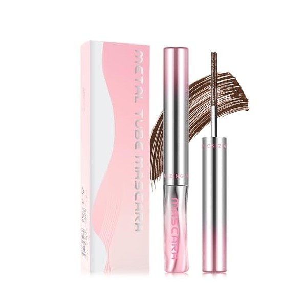 Mascara Waterproof, Marron Longue Durée 3D Mascara Extension de Boucles Volume, Longue Durée, Pinceau Ultra Fin Non Aggloméra