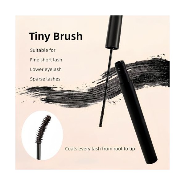 Mascara à Petite Brosse pour Cils Fins et Courts & Cils Inférieurs & Cils Clairsemés, Atteint Chaque Cil, Sans Paquets, Anti-...