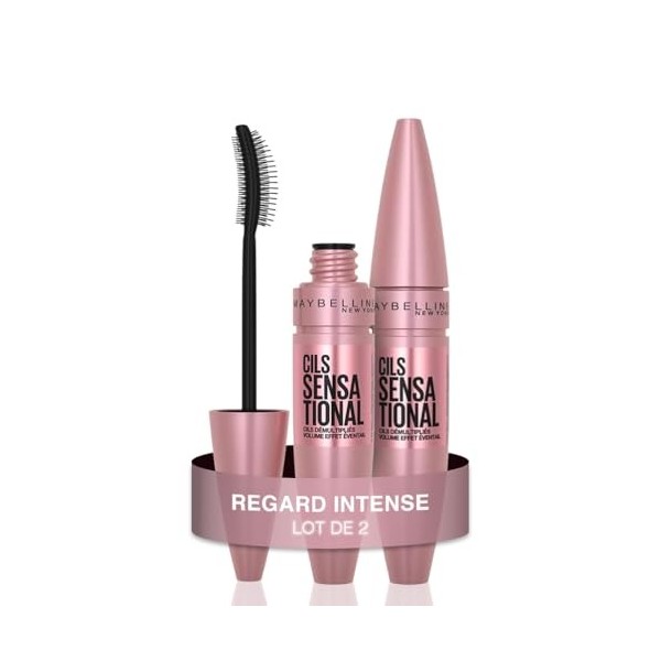 Maybelline New-York - Mascara Volume Effet Éventail - Cil Sensational - Teinte : Very Black - 2 x 9,4 ml Mascara