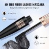 Mascara 4D Waterproof Noir – Fibre Soie Mascara, Volume et Effet Faux Cils, Allonge et Recourbe les Cils, Tenue Longue Durée,