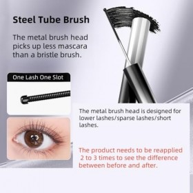 Mascara waterproof à brosse en fer pour cils fins et courts, noir, brosse en métal, résistant aux bavures, recourbant et de l