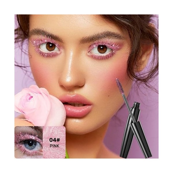 5 Coloré Glitter Mascara for Women,Mascara Volume Waterproof Longue Durée,Brillant Charmant Extension de Curling Boucle Volum