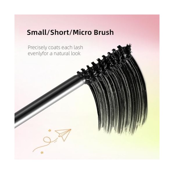Mascara Waterproof Noir à Petite Brosse, Volume, Anti-Bavure, Sans Paquets, Longue Tenue, Naturel, Cadeau 1 Pièce 