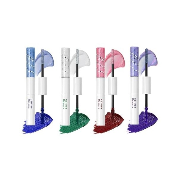 4 Pcs Mascara Pailleté Coloré Mascara Paillettes Brillant Mascara Paillette Longue Durée Waterproof Pour les Fêtes DAnnivers