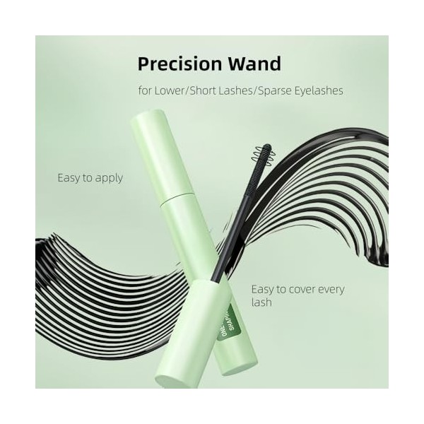 Base de Mascara Noir, Mascara à Brosse de Précision pour Cils Inférieurs/Courts/Clairsemés, Waterproof, Anti-Bavure, Sans Paq
