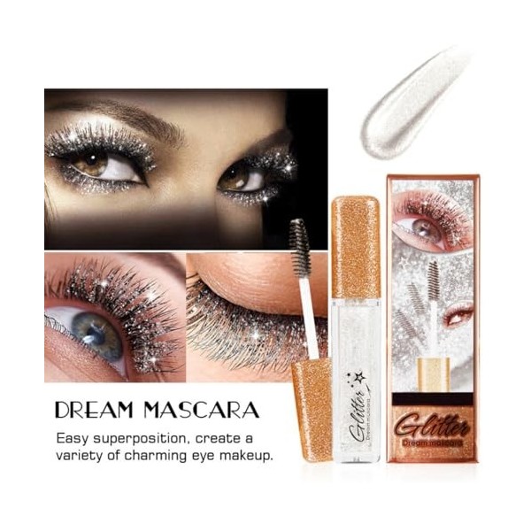 Autmor Lash Diamond Glitter Mascara – Mascara brillant avec paillettes diamant et reflets nacrés colorés pour des cils époust...