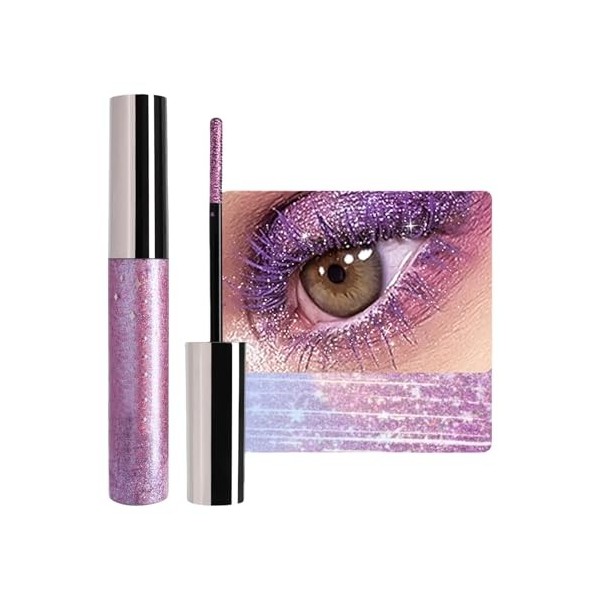 Lilbitty Mascara à paillettes argent, mascara à paupières waterproof avec formule hautement pigmentée, longue tenue et ne cou
