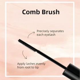 Mascara Waterproof Noir à Brosse Peigne, Sépare les Cils pour une Définition, Volume, Longue Tenue, Anti-Bavure, Sans Paquets