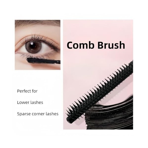 Mascara noir waterproof au peigne, brosse fine pour cils courts, inférieurs ou clairsemés, sépare et définit le regard, anti-