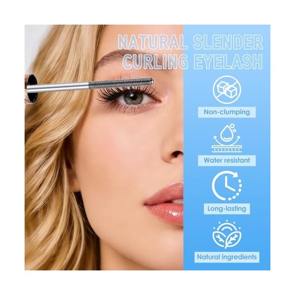 Prreal Mascara en fer noir lavable avec brosse sans poils, allonger les cils, imperméable et non agglomérant, 02 marron