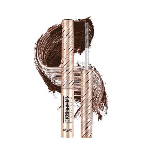 Prreal Mascara en fer noir lavable avec brosse sans poils, allonger les cils, imperméable et non agglomérant, 02 marron