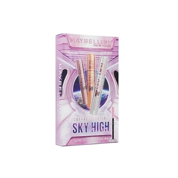MAYBELLINE NEW YORK - Sky High Cils Sensational - Coffret Mascara Glitter - Volume, Longueur & Paillettes - Enrichi En Extrai