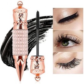 4D Silk Fiber Lash Mascara, Eye Makeup Sparkling Pearl Diamond Mascara, Thicker and Longer, Voluminous Eyelashes, Natural Wat